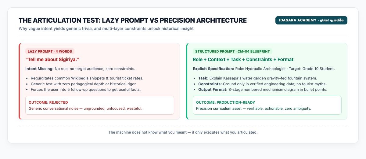 The Articulation Test: Lazy Prompt vs Precision Architecture