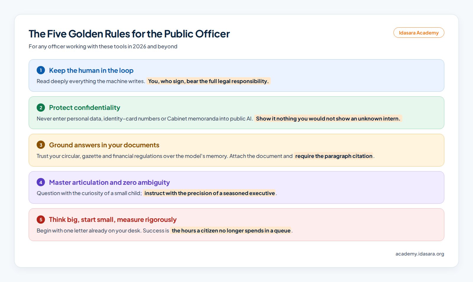 The 5 golden rules for the public officer