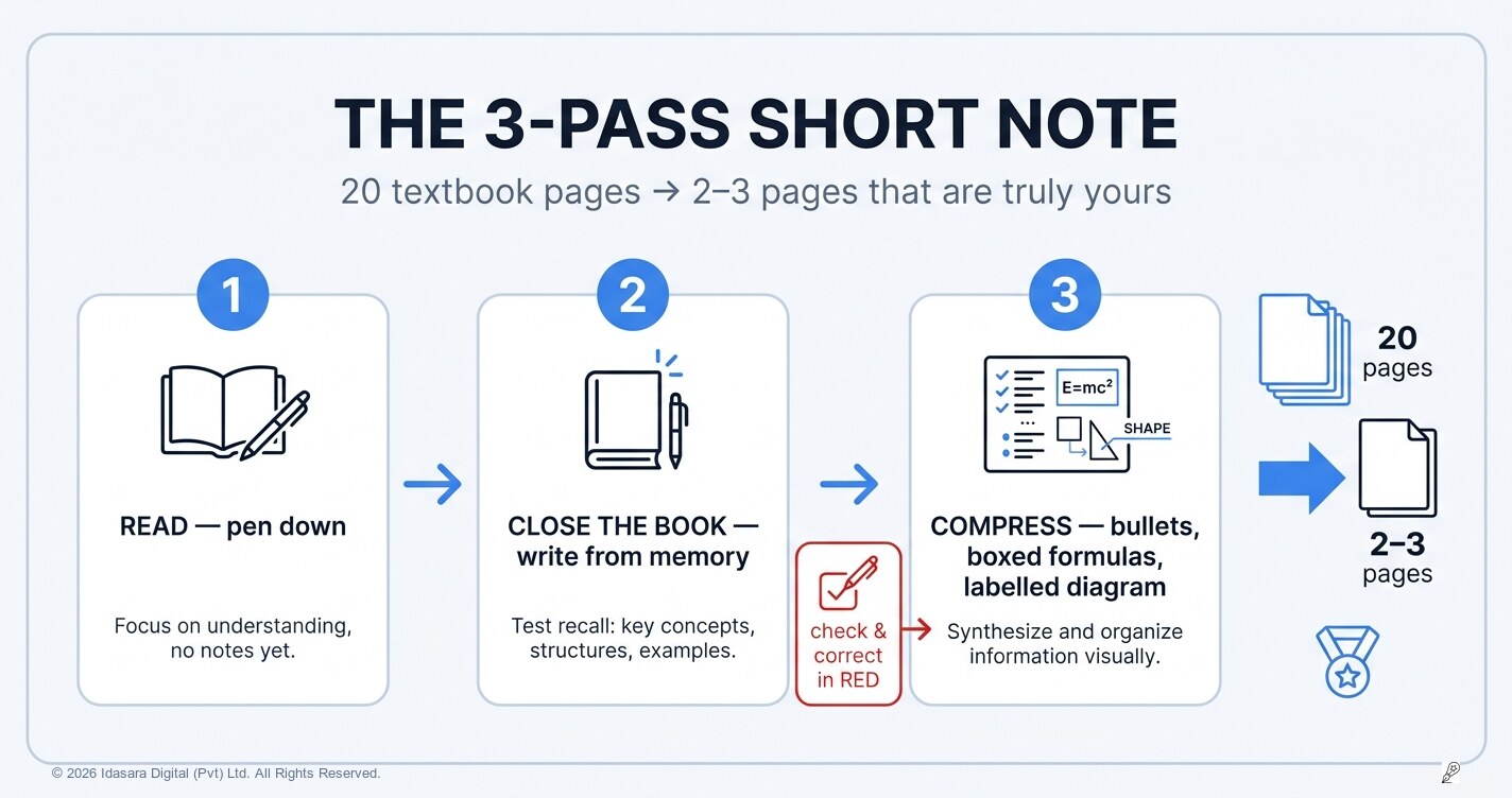 How to Take a Good Short Note (the 3-Pass Method)
