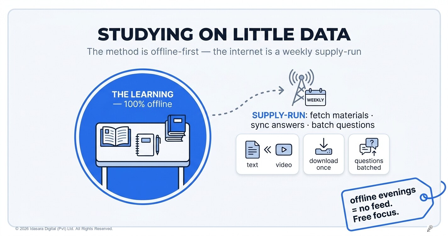 Studying on Little Data and Weak Signal: The Offline-First Student