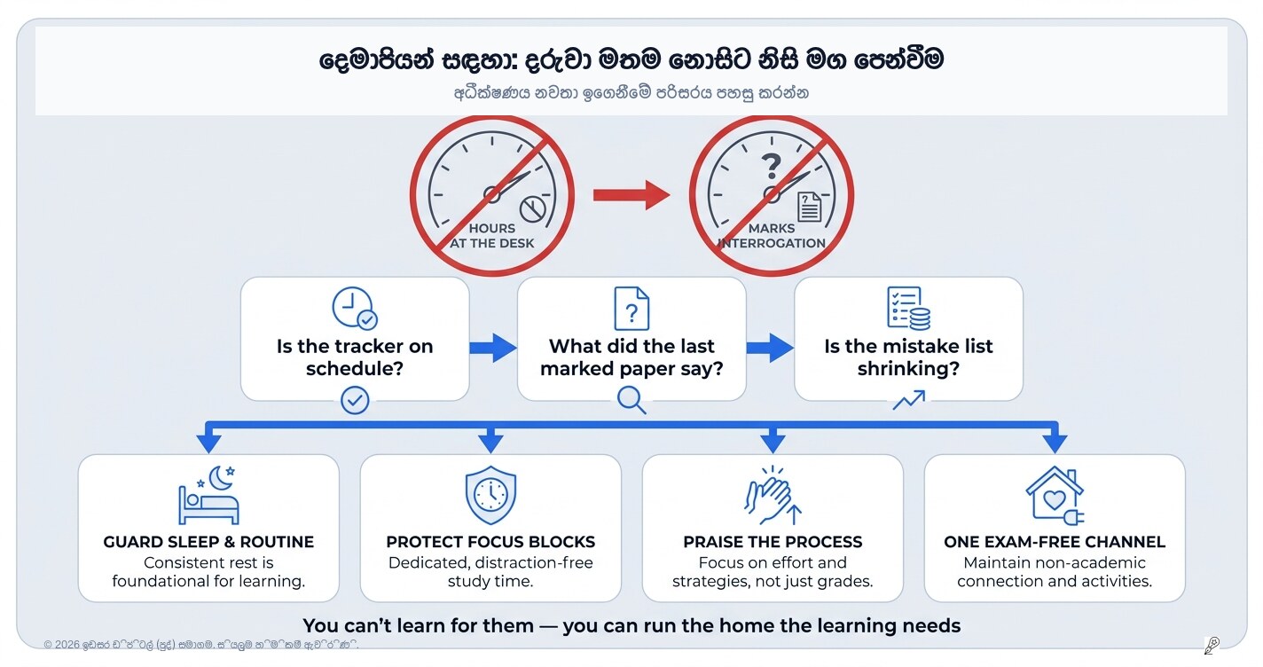 මවුපියන් වෙනුවෙන්: දරුවා පස්සෙන්ම පන්නන්නේ නැතිව, ඔවුන්ට නියම විදියට උදව් කරන්නේ කොහොමද?