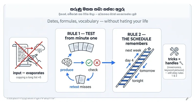 ජීවිතය එපා කරගන්නේ නැතුව දිනයන්, සූත්‍ර සහ වචන මතක තබා ගන්නේ කොහොමද?