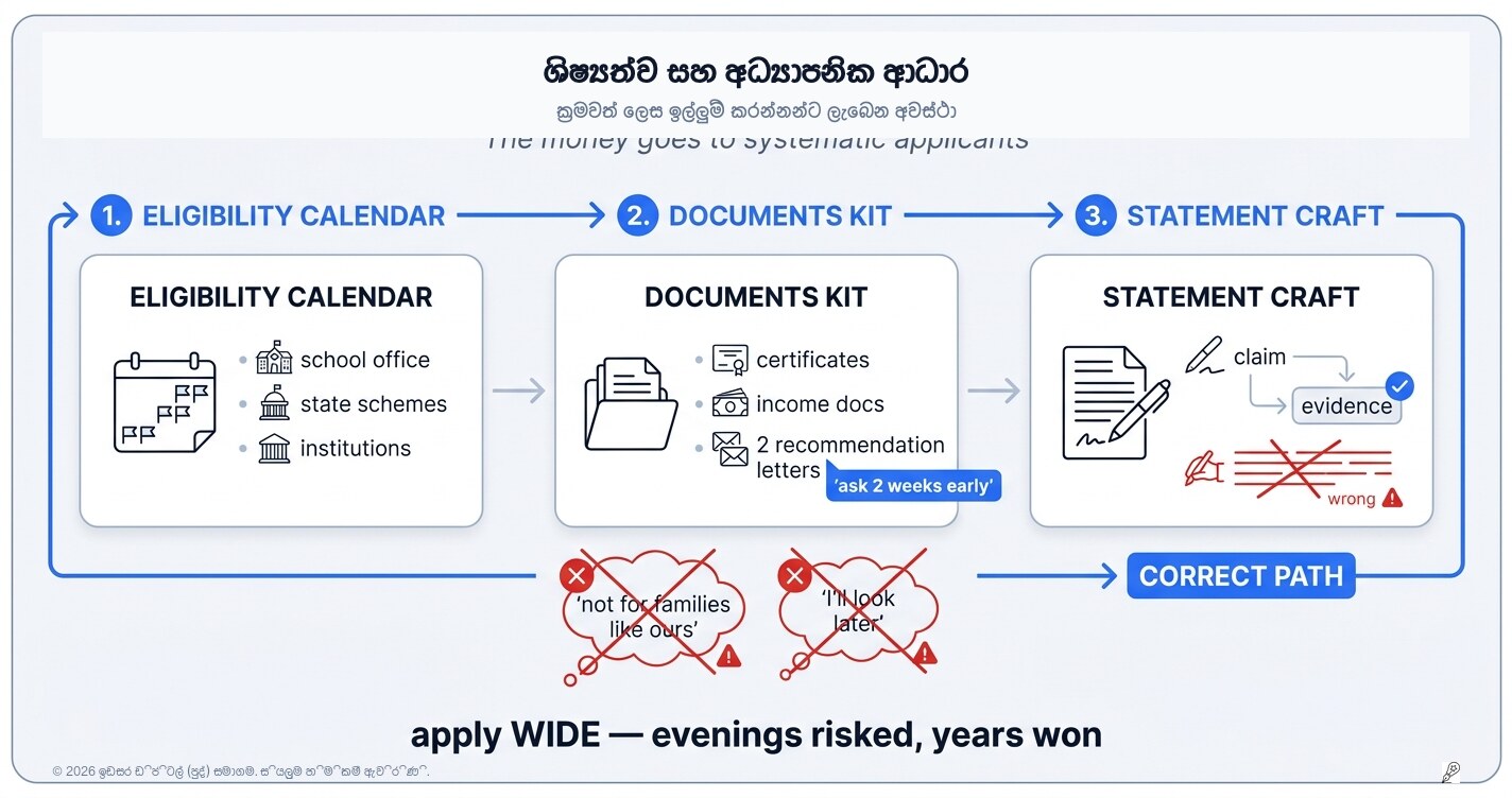 ශිෂ්‍යත්ව සහ මූල්‍ය ආධාර: ක්‍රමානුකූලව ඉල්ලුම් කරන අයට මුදල් ලැබෙන හැටි