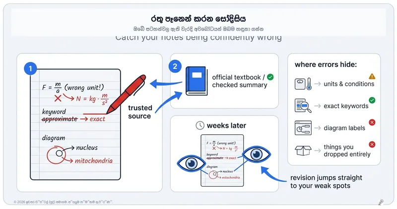 රතු පෑන් විගණනය: ඔබේ සටහන්වල ඇති 'විශ්වාසනීය වැරදි' අල්ලාගන්නා ආකාරය