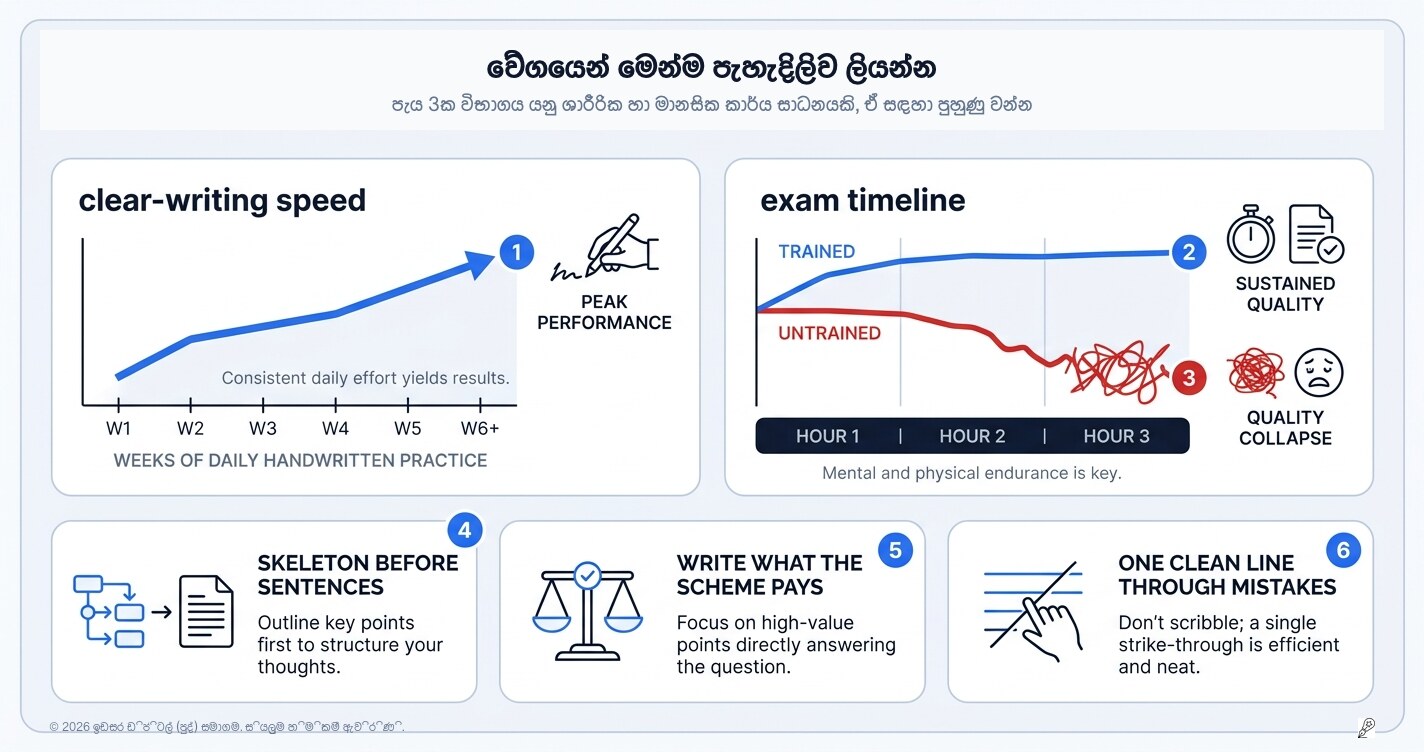 වේගයෙන් මෙන්ම පැහැදිලිව ලිවීම: විභාගයට ලියන අත පුහුණු කරමු