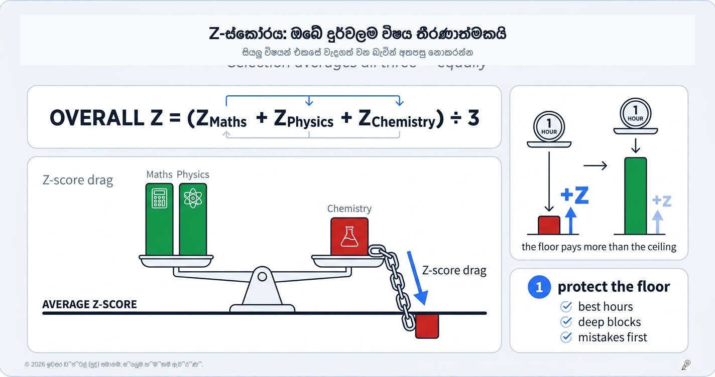 Z-Score එක: ඔබේ දුර්වලම විෂය ඔබේ විශ්වවිද්‍යාල ප්‍රවේශය තීරණය කරන්නේ ඇයි?