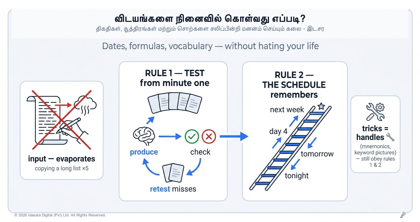 கஷ்டப்படாமல் திகதிகள், சூத்திரங்கள் மற்றும் சொற்களஞ்சியங்களை மனப்பாடம் செய்வது எப்படி?