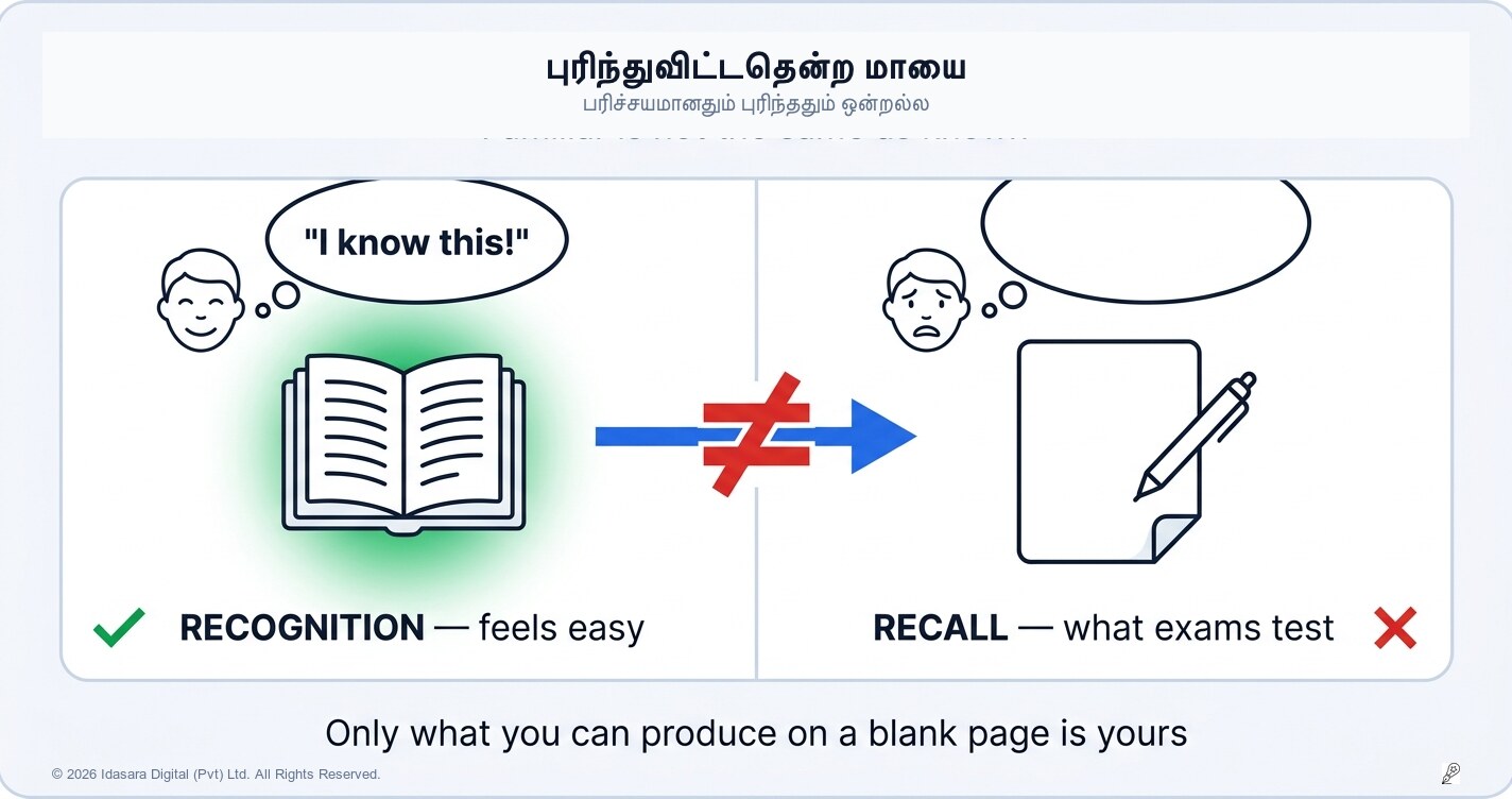 Clear While Reading, Blank While Writing: The Illusion of Competence