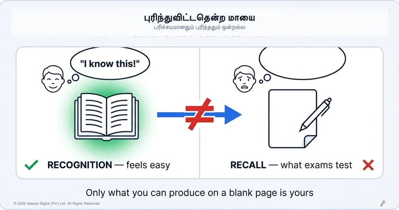 Clear While Reading, Blank While Writing: The Illusion of Competence
