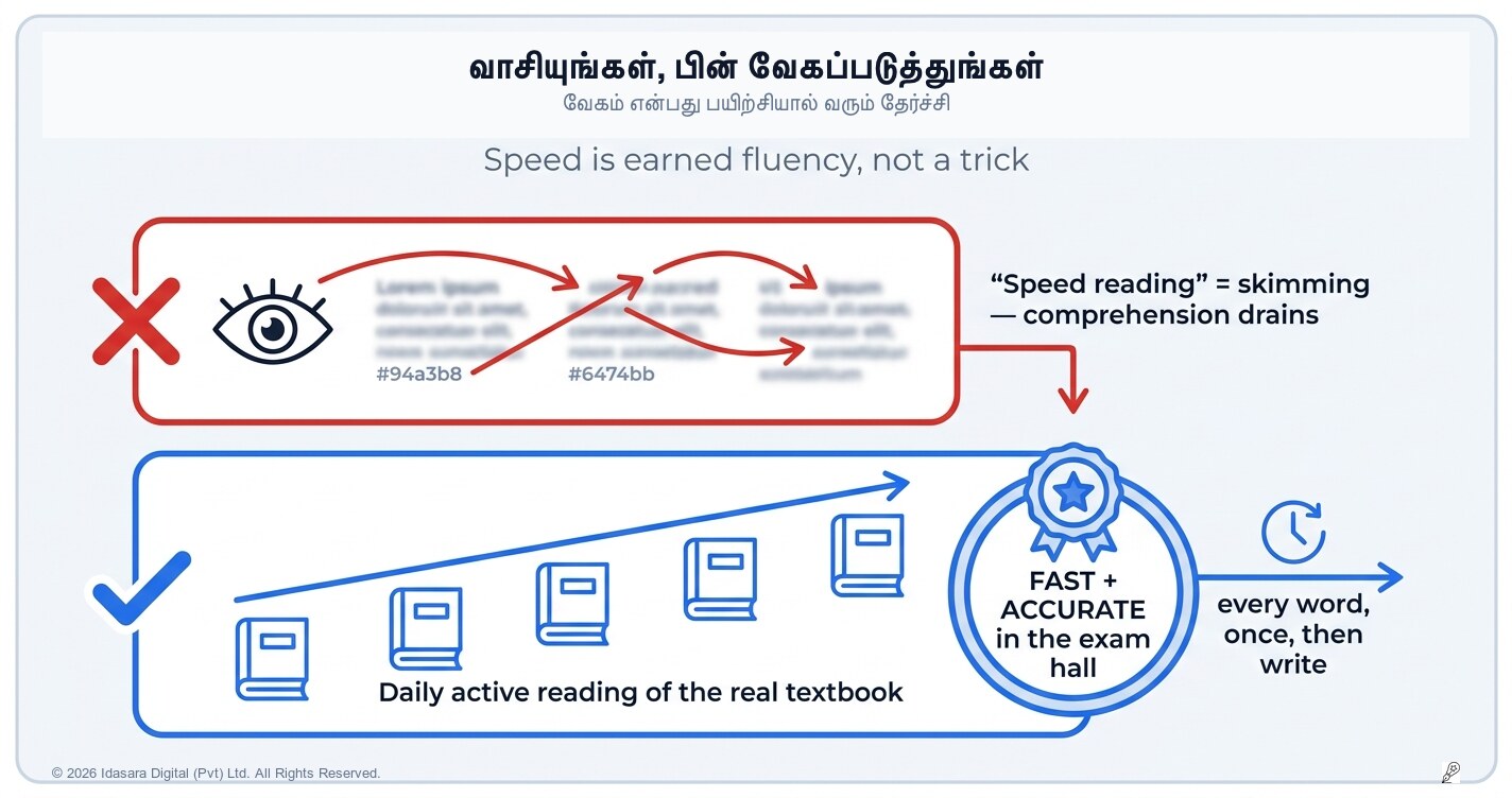 வாசியுங்கள், பிறகு வேகமாக வாசியுங்கள்: எவரும் பயிற்சி செய்யாத ஒரு பரீட்சைக்கான திறன்
