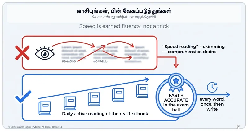 வாசியுங்கள், பிறகு வேகமாக வாசியுங்கள்: எவரும் பயிற்சி செய்யாத ஒரு பரீட்சைக்கான திறன்