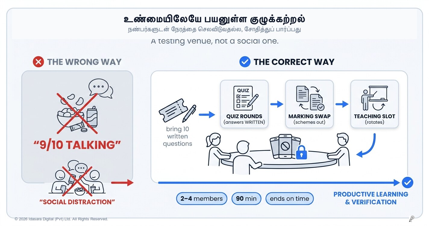 உண்மையில் வேலை செய்யும் குழுப் படிப்புகள்: இது அரட்டைக்கான இடம் அல்ல, பரீட்சிப்பதற்கான களம்