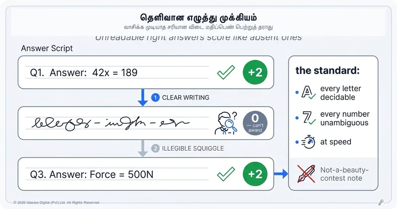 தெளிவான கையெழுத்து ஏன் முக்கியம்? (நீங்கள் எழுதியதை மாத்திரமே திருத்துபவரால் பார்க்க முடியும்)